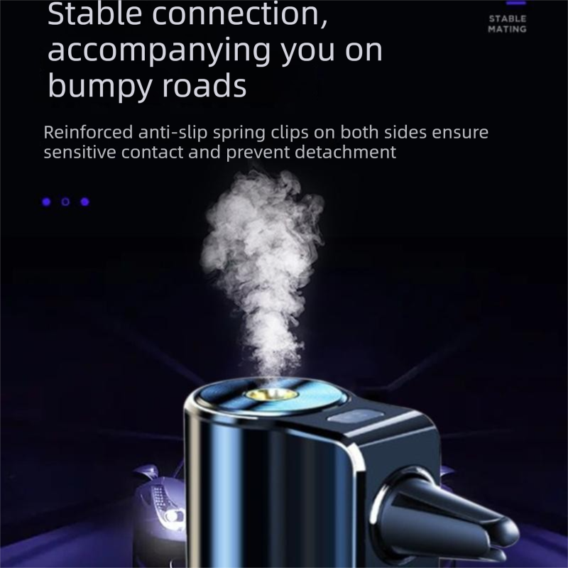 Grey Car Vent Air Freshener Diffuser (Includes a 10ml empty essential oil bottle) 3-Speed Adjustable Aroma Atomiser â€“ Compact Aluminum Alloy USB Essential Oil Car Fragrance Clip