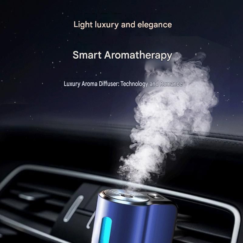 Grey Car Vent Air Freshener Diffuser (Includes a 10ml empty essential oil bottle) 3-Speed Adjustable Aroma Atomiser â€“ Compact Aluminum Alloy USB Essential Oil Car Fragrance Clip