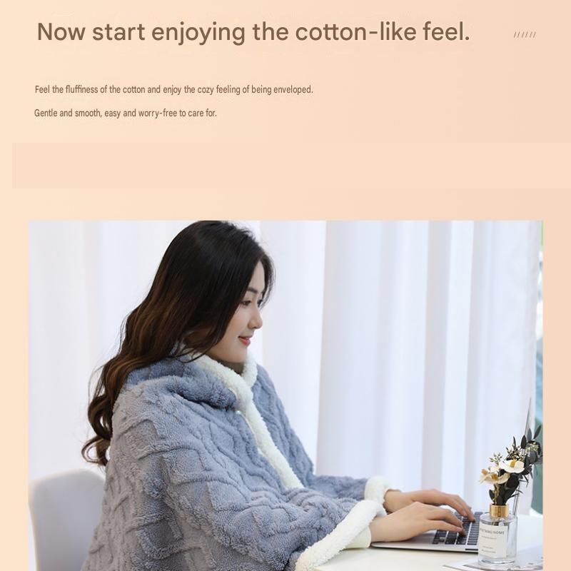 Khaki 90Ã—140cm Textured bar knit pattern Sherpa Fleece and Taffeta Throw Blanket â€“ Soft Loungewear Shawl, Warm Office & Sofa Wrap for Winter Comfort
