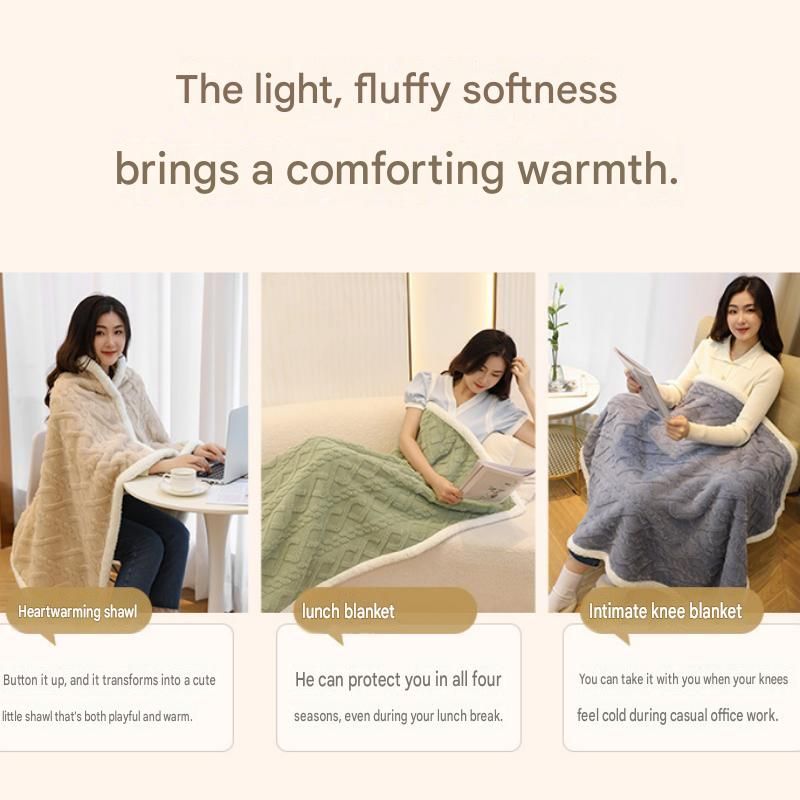 Green 90Ã—140cm Textured bar knit pattern Sherpa Fleece and Taffeta Throw Blanket â€“ Soft Loungewear Shawl, Warm Office & Sofa Wrap for Winter Comfort