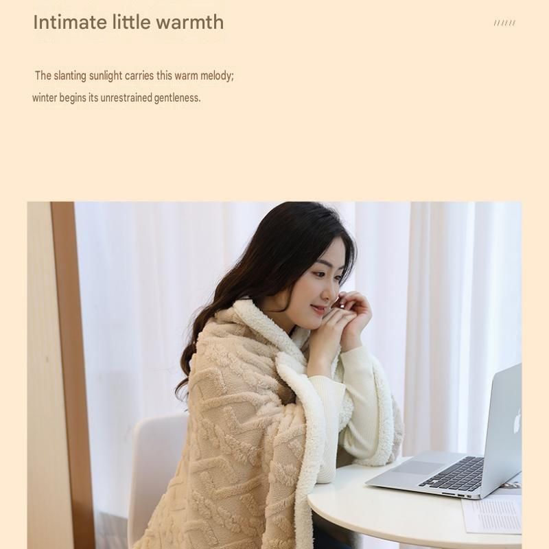 Green 90Ã—140cm Textured bar knit pattern Sherpa Fleece and Taffeta Throw Blanket â€“ Soft Loungewear Shawl, Warm Office & Sofa Wrap for Winter Comfort