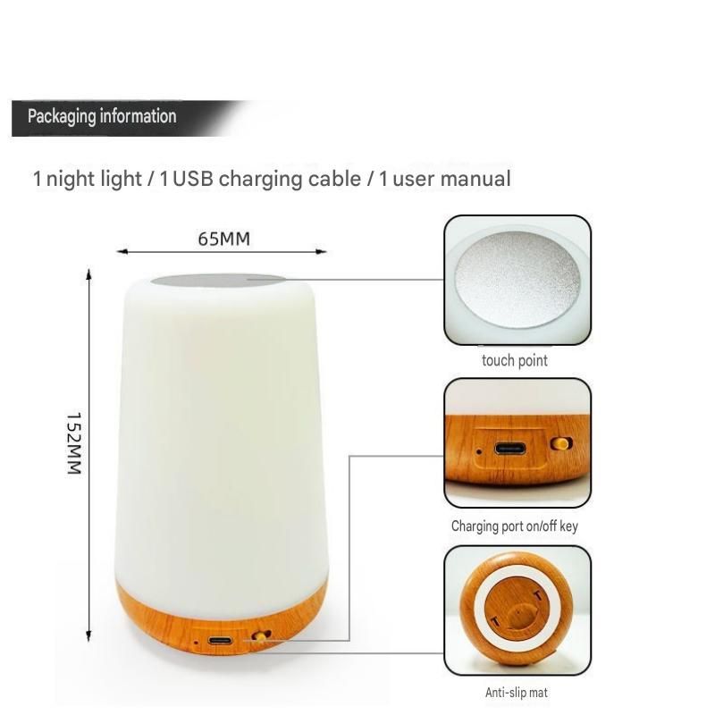 White LED Rechargeable Night Light with 13 Colors â€“ 1200mAh Touch Bedside Lamp & Portable Ambient Lighting