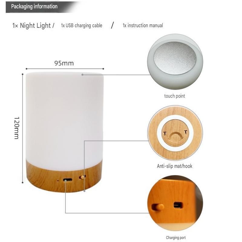White LED Rechargeable Night Light with 16 Colors â€“ 1200mAh Touch Bedside Lamp & Portable Ambient Lighting