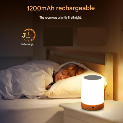 White LED Rechargeable Night Light with 16 Colors â€“ 1200mAh Touch Bedside Lamp & Portable Ambient Lighting