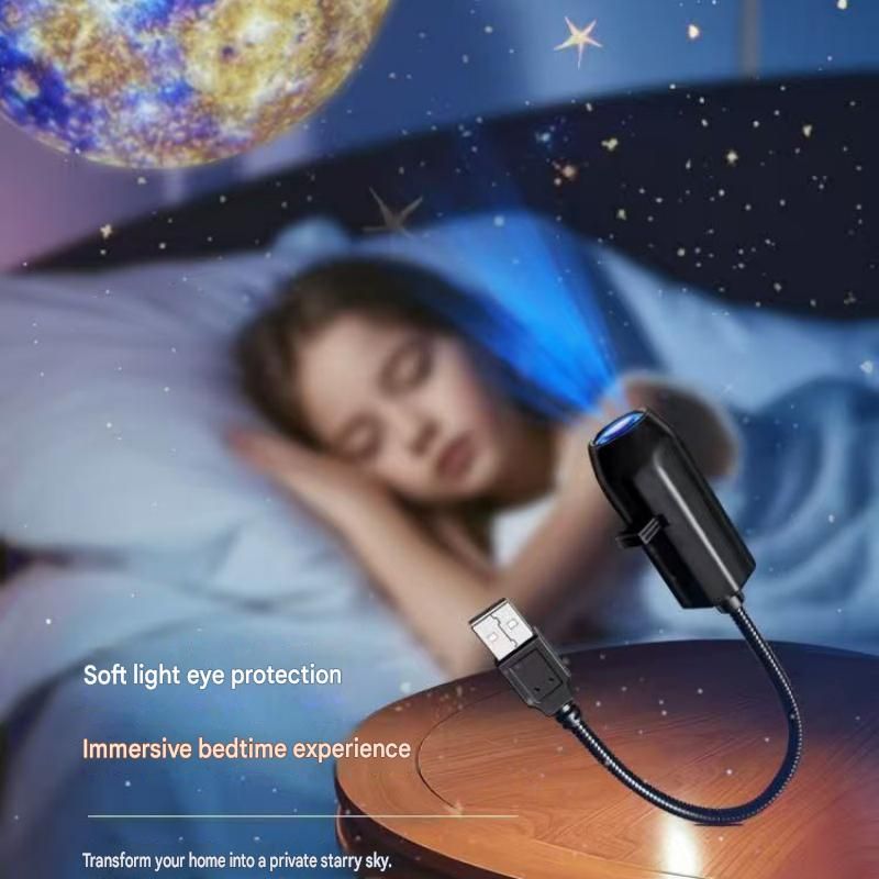 Black USB  Projector Night Light â€“6-piece set Dreamy Butterfly and Marine Life Designs  Rotating LED Lamp, Bedroom Atmosphere Projection Light