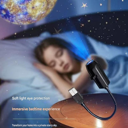 Black USB Starry Sky Projector Night Light â€“5-piece set Moon and Galaxy Edition Rotating LED Lamp, Bedroom Atmosphere Romantic Room Decor Projection Light