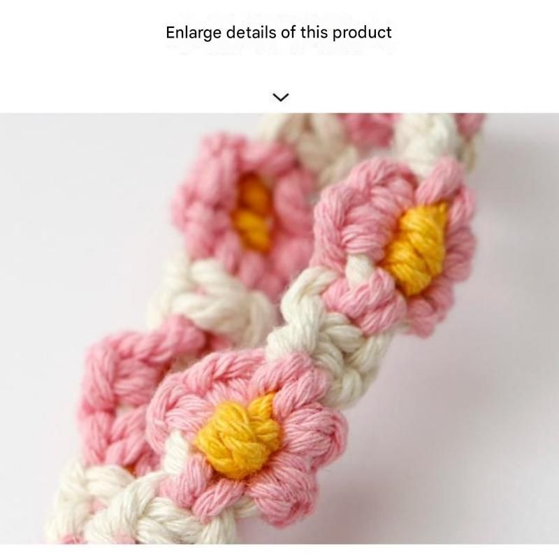 Pink Boho Daisy Handmade Braided Wrist Strap Keychain â€“ Floral Crochet Keyring with Zinc Alloy Hook (Lightweight 21g Travel & Fashion Accessory)