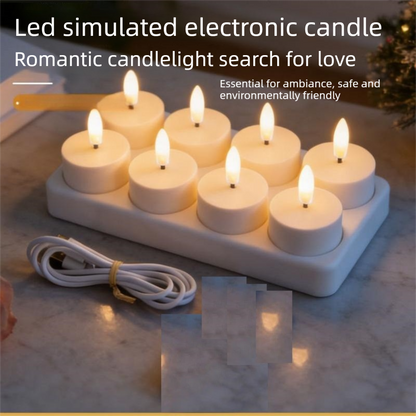 LED Rechargeable Flameless Candle Night Light Set (6 Units, with Lampshade)â€“ USB Charging Decorative Tea Light Ambient Lighting for Christmas & Home Decor