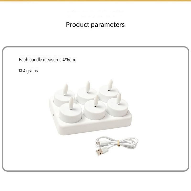 LED Rechargeable Flameless Candle Night Light Set (8 Units, with Lampshade)â€“ USB Charging Decorative Tea Light Ambient Lighting for Christmas & Home Decor