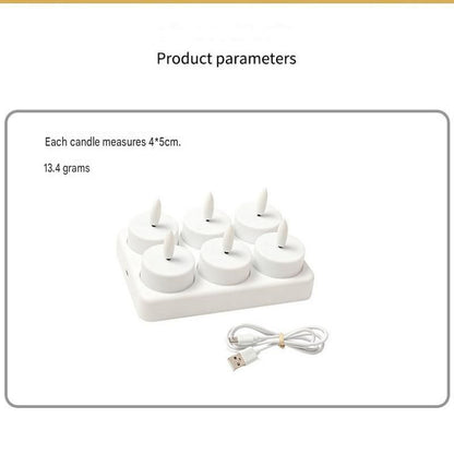 LED Rechargeable Flameless Candle Night Light Set (8 Units, with Lampshade)â€“ USB Charging Decorative Tea Light Ambient Lighting for Christmas & Home Decor
