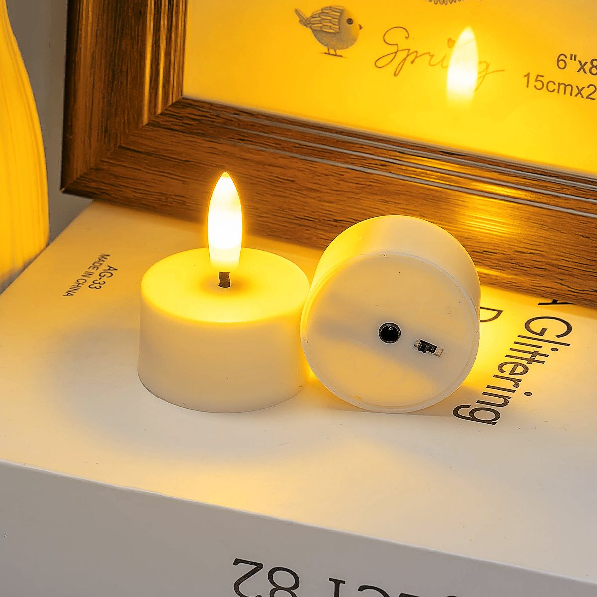 LED Rechargeable Flameless Candle Night Light Set (12 Units, with Lampshade)â€“ USB Charging Decorative Tea Light Ambient Lighting for Christmas & Home Decor
