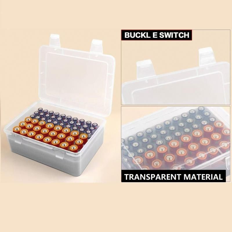 White AA/AAA Battery Storage Case 24 AA + 30 AAA Capacity Durable PP Organizer Box with Removable Foam Dustproof Portable Protective Battery Holder