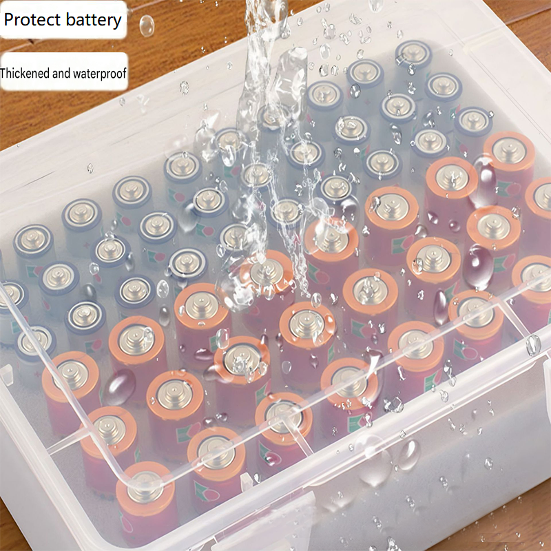 Grey AA/AAA Battery Storage Case 24 AA + 30 AAA Capacity Durable PP Organizer Box with Removable Foam Dustproof Portable Protective Battery Holder