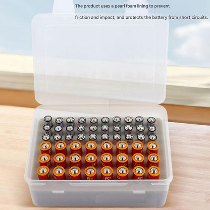 Grey AA/AAA Battery Storage Case 24 AA + 30 AAA Capacity Durable PP Organizer Box with Removable Foam Dustproof Portable Protective Battery Holder