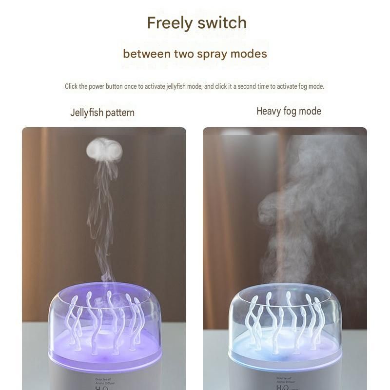 White Jellyfish Aroma Diffuser Humidifier LED Night Light 280ml USB Essential Oil Diffuser with 3 Timing Modes Color Changing Ambient Mist Lamp for Bedroom Office Relaxation