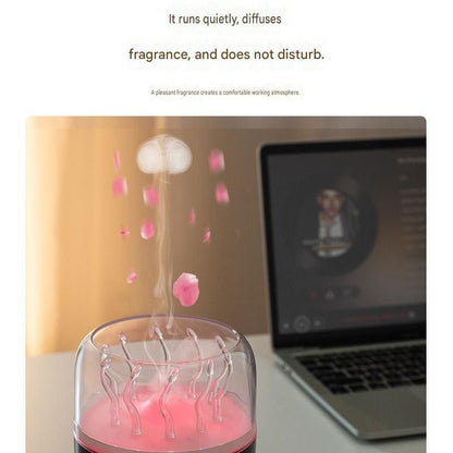 Black Jellyfish Aroma Diffuser Humidifier LED Night Light 280ml USB Essential Oil Diffuser with 3 Timing Modes Color Changing Ambient Mist Lamp for Bedroom Office Relaxation