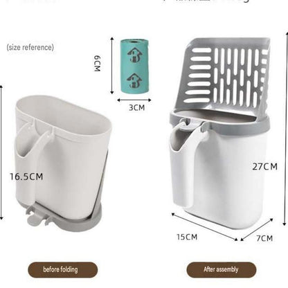 All-in-one Cat Litter Scoop Includes 4 rolls of trash bags - Detachable High-Capacity Waste Storage Bin with Garbage Bags, PP Material Cat Cleaning Tool for Efficient Litter Box Maintenance