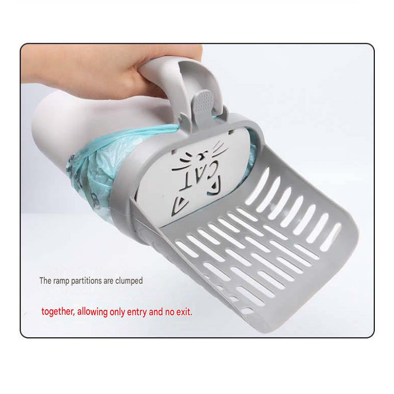 All-in-one Cat Litter Scoop Includes 4 rolls of trash bags - Detachable High-Capacity Waste Storage Bin with Garbage Bags, PP Material Cat Cleaning Tool for Efficient Litter Box Maintenance