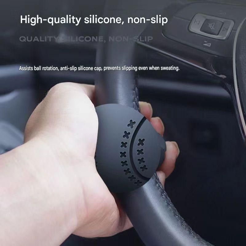 Car Steering Wheel Spinner Ball â€” Crafted from silicone, nylon, and metal, it features 360-degree rotation and a non-slip grip. Easy to install, it helps you steer effortlessly and navigate turns smoothly