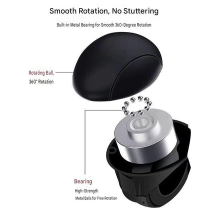Car Steering Wheel Spinner Ball â€” Crafted from silicone, nylon, and metal, it features 360-degree rotation and a non-slip grip. Easy to install, it helps you steer effortlessly and navigate turns smoothly