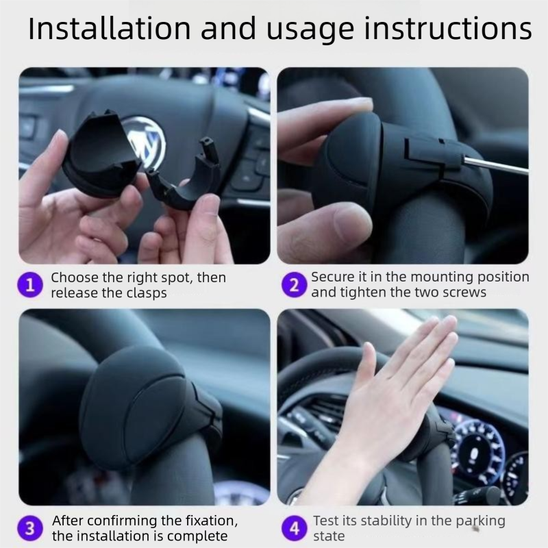 Car Steering Wheel Spinner Ball â€” Crafted from silicone, nylon, and metal, it features 360-degree rotation and a non-slip grip. Easy to install, it helps you steer effortlessly and navigate turns smoothly