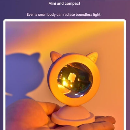 Cat-ear style Sunset Projection Lamp - USB Powered ABS Mini Night Light with Warm Glow Effect for Bedroom, Photography & Home Decor Ambiance