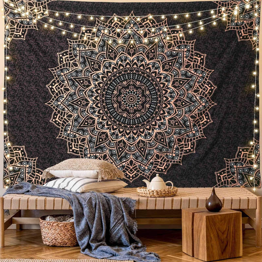 Black 150*200cm Mandala Tapestry – Wall Hanging Decor for Living Room, Bedroom, or Guest Room