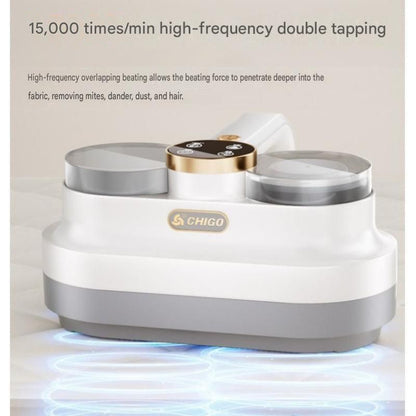 White Handheld Cordless Dust Mite Vacuum Cleaner LED Sanitizing Mattress Cleaner Dual Cup Separation Strong Suction 9000Pa Anti Allergen Home Winter Deep Cleaning Clean Portable
