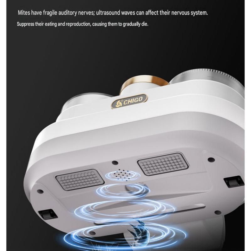 White Handheld Cordless Dust Mite Vacuum Cleaner LED Sanitizing Mattress Cleaner Dual Cup Separation Strong Suction 9000Pa Anti Allergen Home Winter Deep Cleaning Clean Portable
