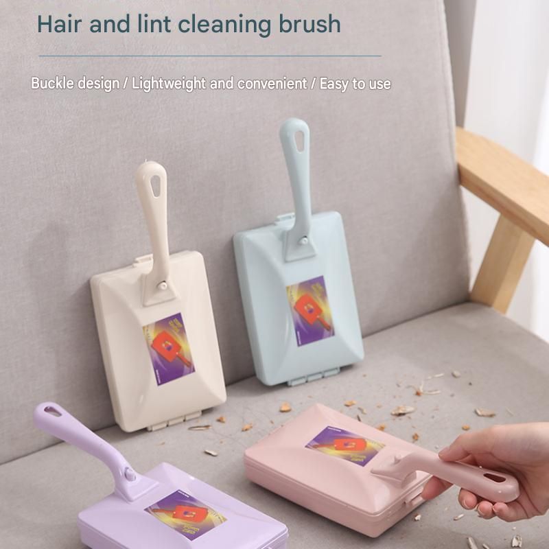 Purple Double Roller Cleaning Brush - PP Material, Sealed Dustpan Design with Detachable Rollers - Lightweight Carpet Sofa Bed Sweeper for Pet Hair and Crumbs