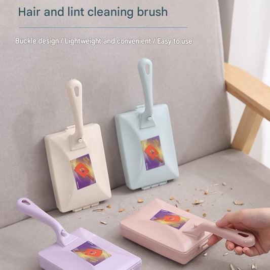 Beige Double Roller Cleaning Brush - PP Material, Sealed Dustpan Design with Detachable Rollers - Lightweight Carpet Sofa Bed Sweeper for Pet Hair and Crumbs