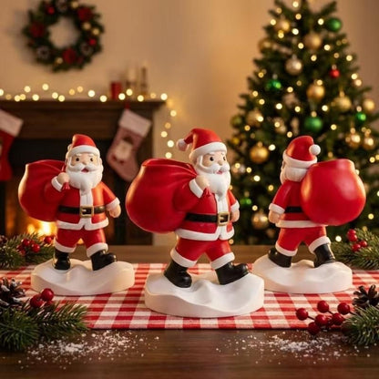 Santa Claus Resin Storage Ornament - 15cm Festive Desktop Organiser with Sack Holder for Pens, Keys and Small Items - Holiday Home and Office Decor