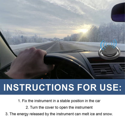 Electromagnetic Car Ice Remover - Solar Powered Molecular Interference De-icer for Windshield Frost and Snow Prevention, Compact Portable Dashboard Gadget for Winter Driving Safety