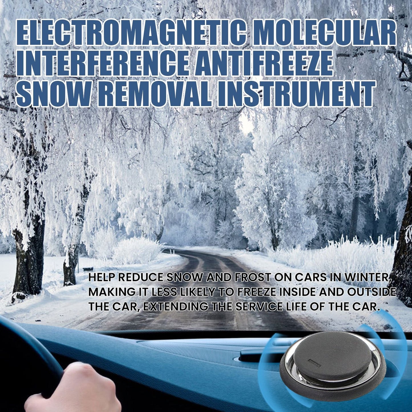 Electromagnetic Car Ice Remover - Solar Powered Molecular Interference De-icer for Windshield Frost and Snow Prevention, Compact Portable Dashboard Gadget for Winter Driving Safety