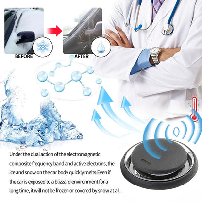 Electromagnetic Car Ice Remover - Solar Powered Molecular Interference De-icer for Windshield Frost and Snow Prevention, Compact Portable Dashboard Gadget for Winter Driving Safety