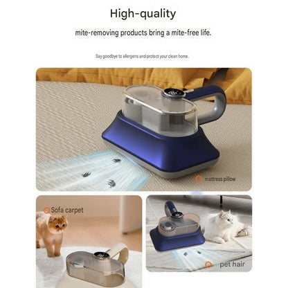 Blue Cordless UV-C Mite Remover Vacuum - 400ml Dust Cup, High-Frequency Tapping, Ergonomic Handle, Deep Cleaning for Bedding carpet Sofa Pet Hair