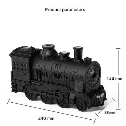 Black Retro Train Aromatherapy Humidifier - 300ml Ultrasonic Cool Mist Diffuser with Jellyfish Smoke Ring, LED Night Light  for Bedroom Office Desk Decor