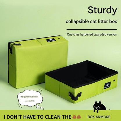 Travel Friendly Pet Toilet Kit - Black Portable Cat Litter Box and Pink Scoop Set - Foldable Oxford Fabric Tray with Waterproof Liner, PP Fine Mesh Scoop for Tofu and Clumping Litter,Suitable for travel and outdoor use