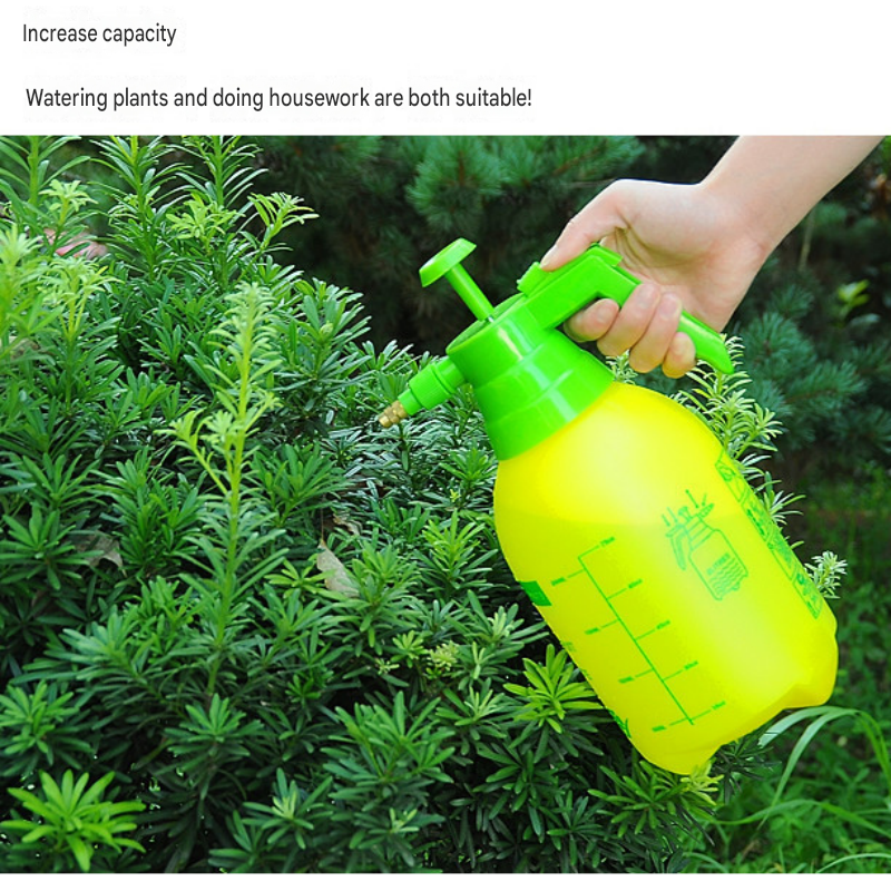 2L Orange Pressure Sprayer - PP Plastic Garden Watering Can with Adjustable Brass Nozzle, Hand Pump for Plants and Home Cleaning
