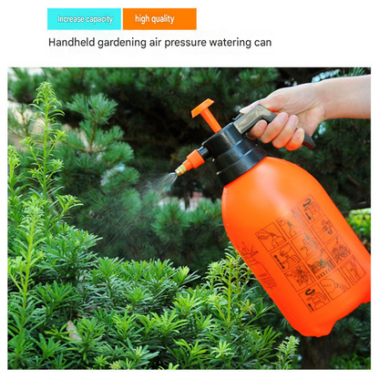 Home Closed Room Dust Cleaning Essentials Bundle - "LOVE" letter pattern Waterproof Apron, White Long Handle Floor Scrubber Brush,Orange 3L Pressure Sprayer - Multi Purpose Household Kit for Kitchen, Bathroom and Garden Care