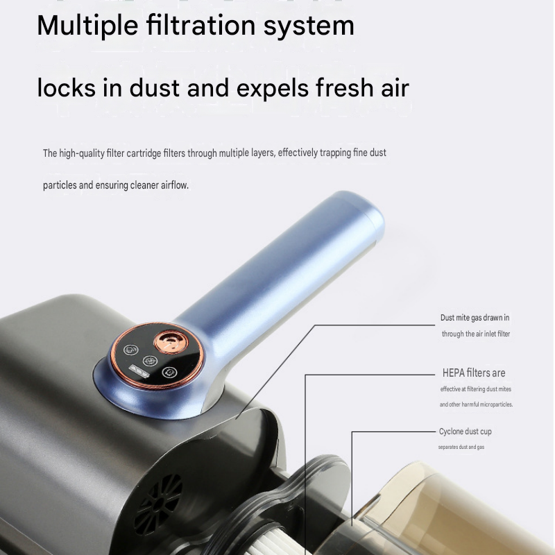Visualized dust box White Wireless UV Mite Remover Vacuum - 10000Pa Strong Suction, High Frequency Tapping, Washable HEPA Filter, Carpet Mite Removerï¼ŒLightweight Handheld Cleaner for Bed Sofa Pet Hair