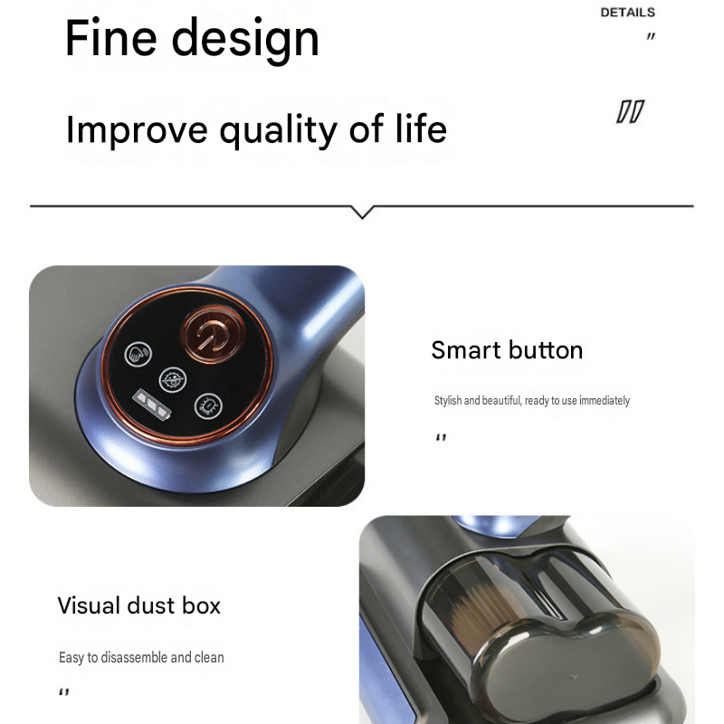 Visualized dust box White Wireless UV Mite Remover Vacuum - 10000Pa Strong Suction, High Frequency Tapping, Washable HEPA Filter, Carpet Mite Removerï¼ŒLightweight Handheld Cleaner for Bed Sofa Pet Hair