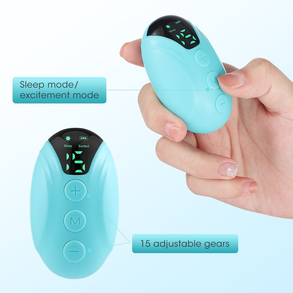 Green Portable EMS Pulse Sleep Aid Device - 15 Adjustable Levels, Dual Mode Handheld Relaxation Tool for Stress Relief and Better Sleep Quality
