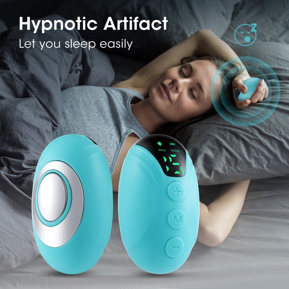 Black Portable EMS Pulse Sleep Aid Device - 15 Adjustable Levels, Dual Mode Handheld Relaxation Tool for Stress Relief and Better Sleep Quality