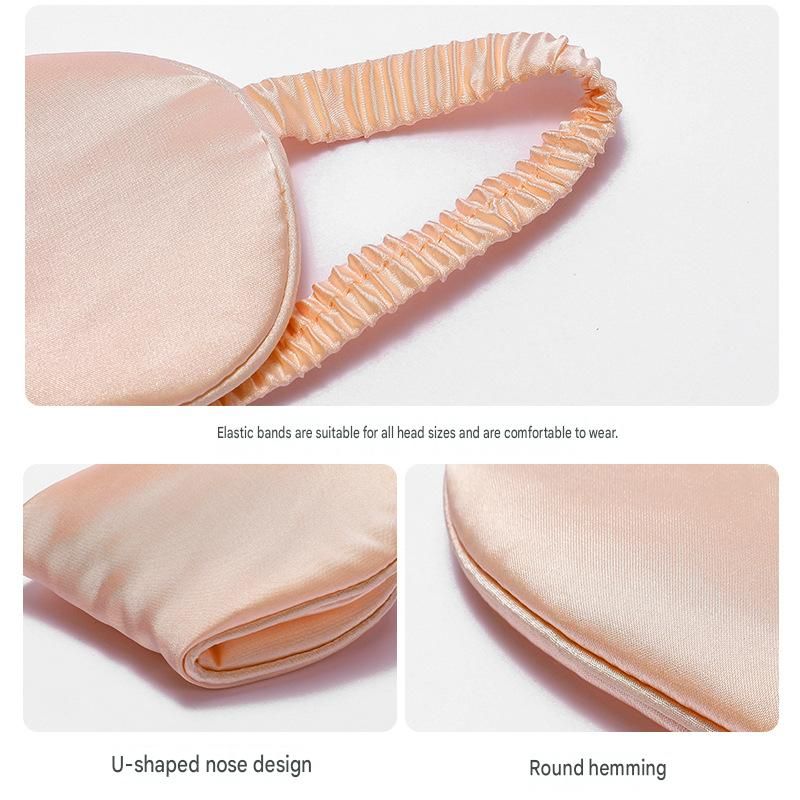 Black Imitation Silk Sleep Eye Mask - Soft Breathable Light Blocking Design with Elastic Strap for Travel, Nap, and Night Sleep Comfort