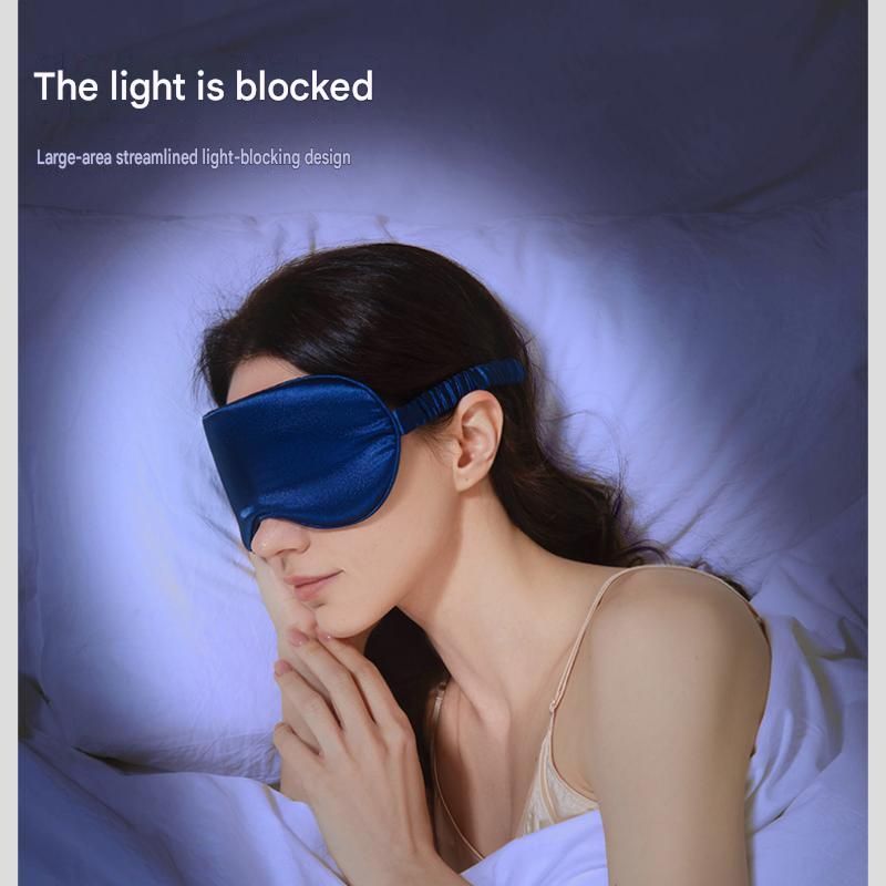 Grey Imitation Silk Sleep Eye Mask - Soft Breathable Light Blocking Design with Elastic Strap for Travel, Nap, and Night Sleep Comfort