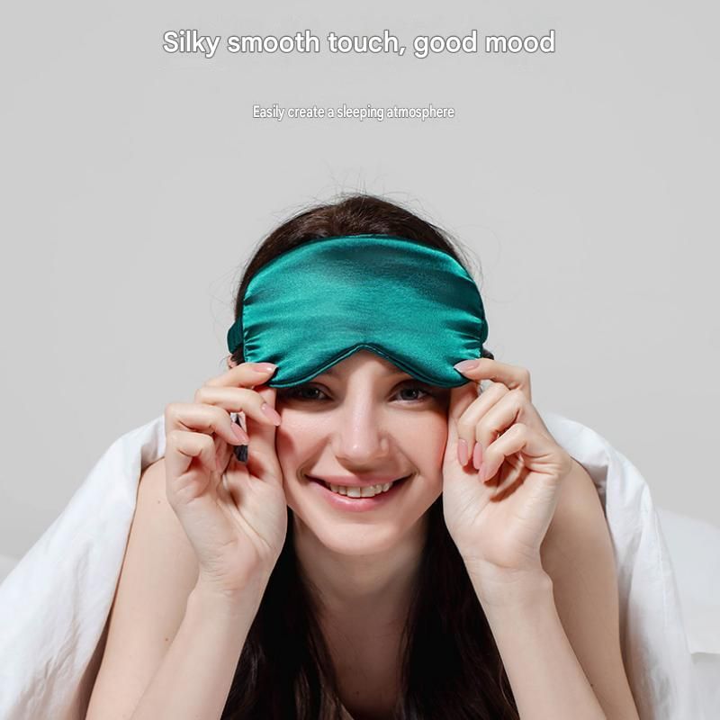 Grey Imitation Silk Sleep Eye Mask - Soft Breathable Light Blocking Design with Elastic Strap for Travel, Nap, and Night Sleep Comfort