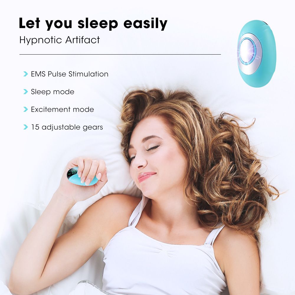 Winter Sleep Aid Bundle - White Handheld EMS Pulse Device with 15 Levels and Champagne gold Imitation Silk Eye Mask for Relaxation, Travel, and Night Rest