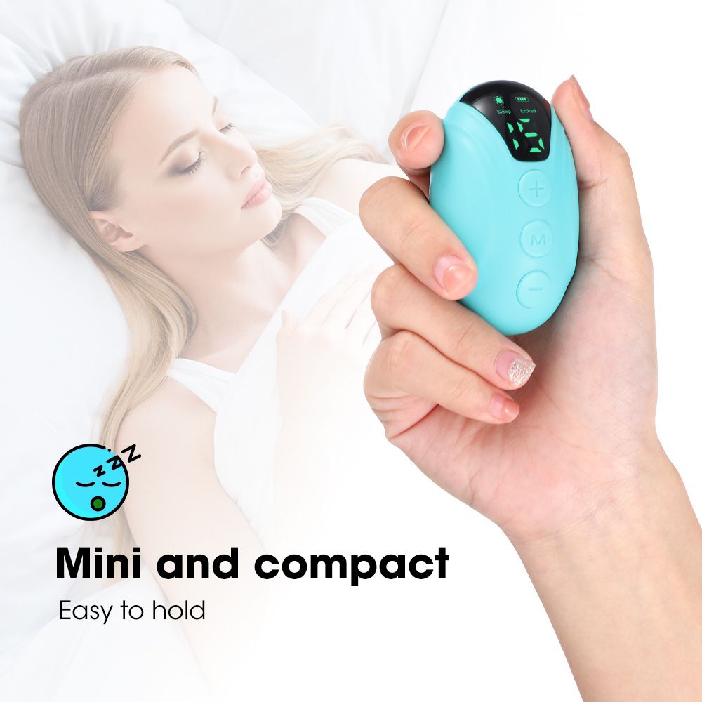 Winter Sleep Aid Bundle - Green Handheld EMS Pulse Device with 15 Levels and Green Imitation Silk Eye Mask for Relaxation, Travel, and Night Rest