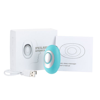 Winter Sleep Aid Bundle - Green Handheld EMS Pulse Device with 15 Levels and Green Imitation Silk Eye Mask for Relaxation, Travel, and Night Rest